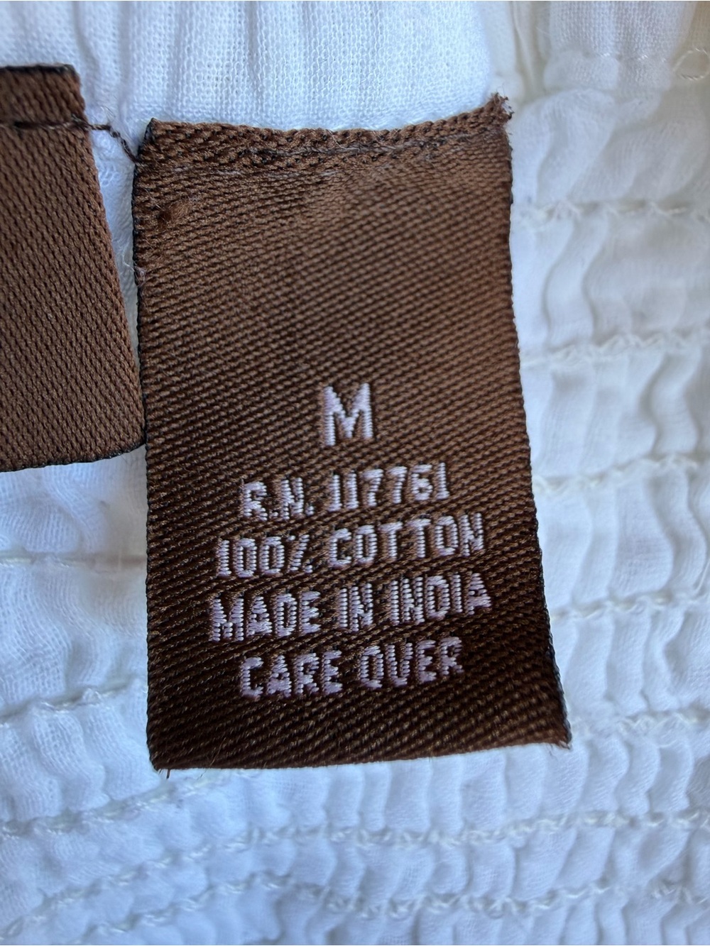 Speed Control White Smocked Knit Top with Brown Logo Tag - Picture 6 of 7